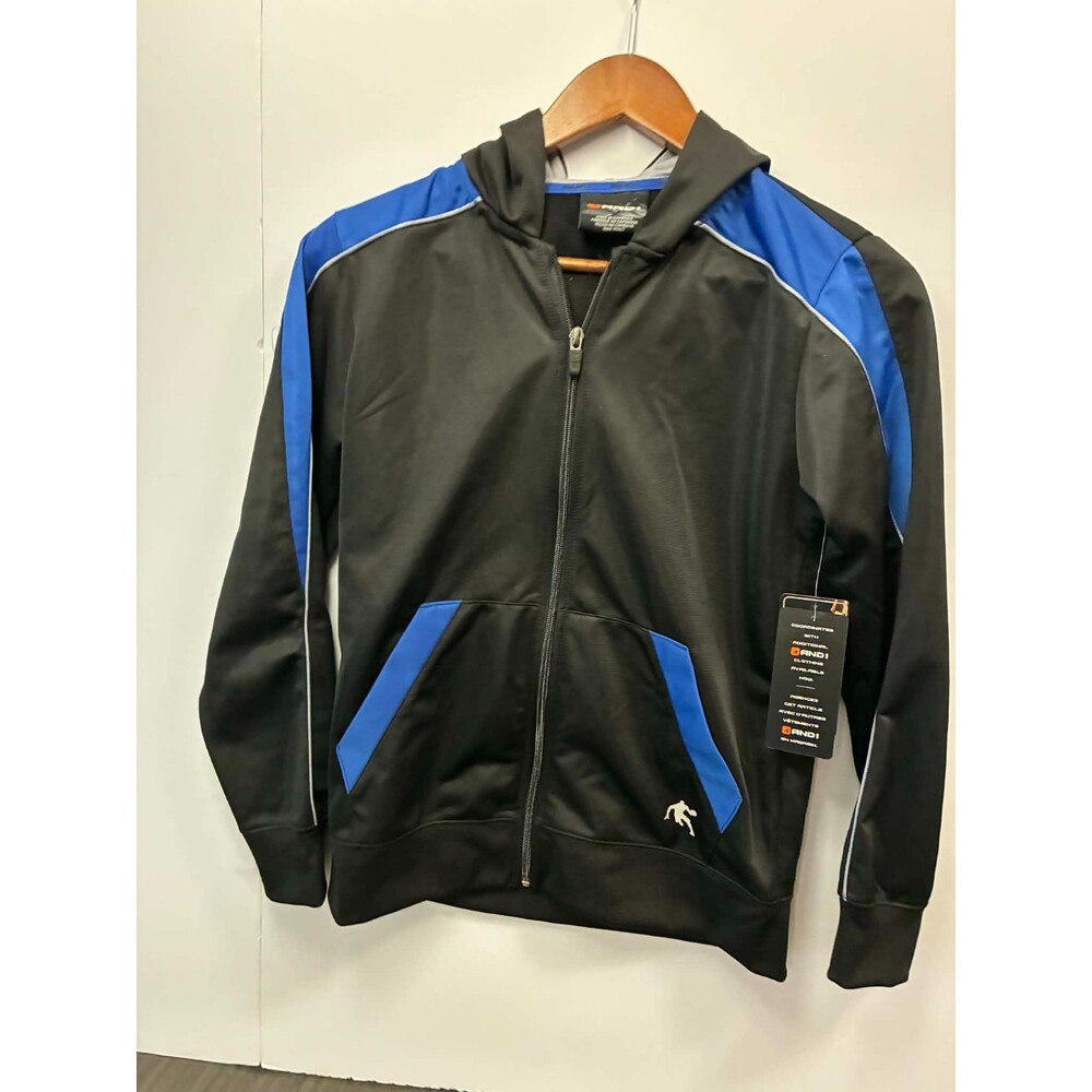 AND1 Championship Jacket Youth Large 10/12 Black Full‎ Zip Athletic Basketball